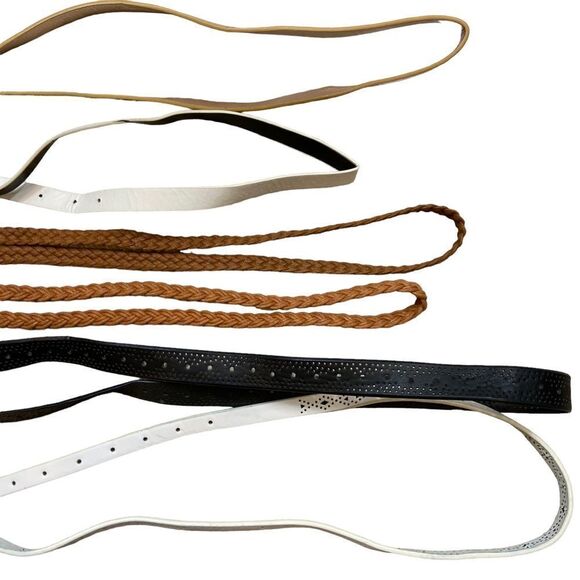 Lot of 6‎ Ladies Skinny Belts Various Styles Size Medium to Large - Picture 4 of 16